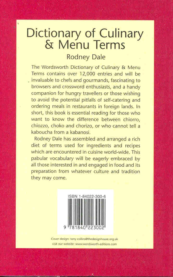 DALE, RODNEY - Dictionary of Culinary & Menu Terms
