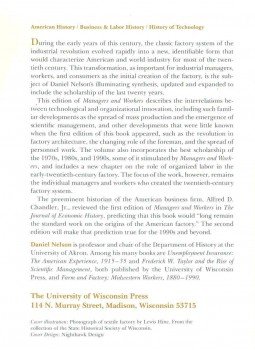 NELSON, DANIEL - Managers & Workers - Origins of the Twentieth-Century Factory System in the United States 1880-1920, null 1995 antikvár könyv