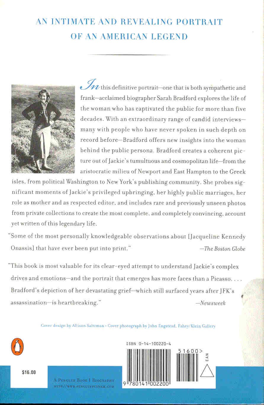 BRADFORD, SARAH - America's Queen - The Life of Jacqueline Kennedy Onassis
