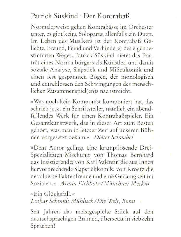 SÜSKIND PATRICK - Der Kontrabaß
