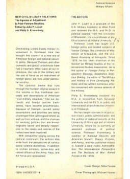LOVELL, JOHN P. - KRONENBERG, PHILIP S. - New Civil-Military Relations - The Agonies of Adjustment to Post-Vietnam Realities, null 1974 antikvár könyv