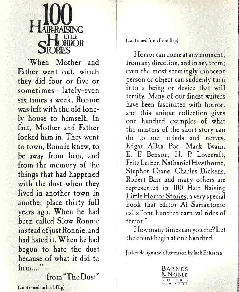 SARRANTONIO, AL - GREENBERG, MARTIN H. - 100 Hair-Raising Little Horror Stories