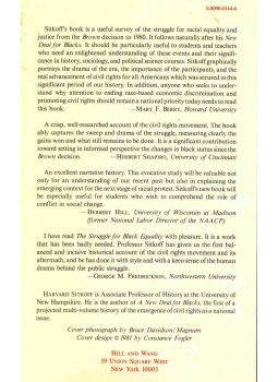 SITKOFF, HARVARD - The Struggle for Black Equality 1954 - 1980, null 1988 antikvár könyv