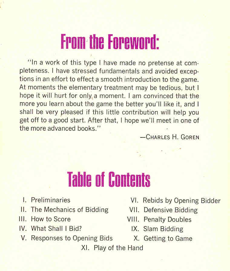 GOREN, CHARLES H. - Contract Bridge for Beginners