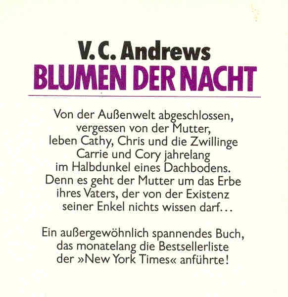 Andrews, Virginia C. - Blumen der Nacht (Eredeti cím: Flowers in the Attic)