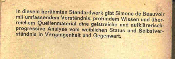 Beauvoir, Simone de - Das andere Geschlecht - Sitte und Sexus der Frau