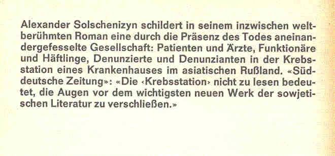 Solschenizyn, Alexander - Krebsstation II/1.