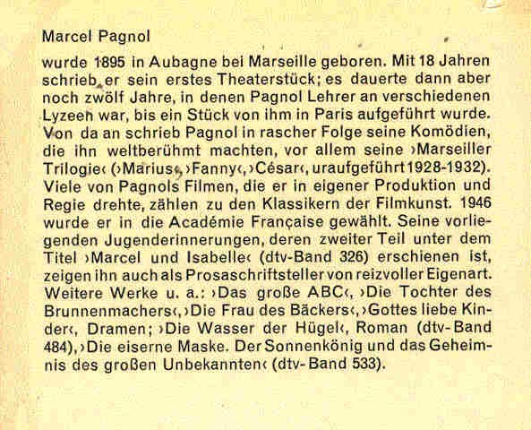 PAGNOL, MARCEL - Marcel - Eine Kindheit in der Provence