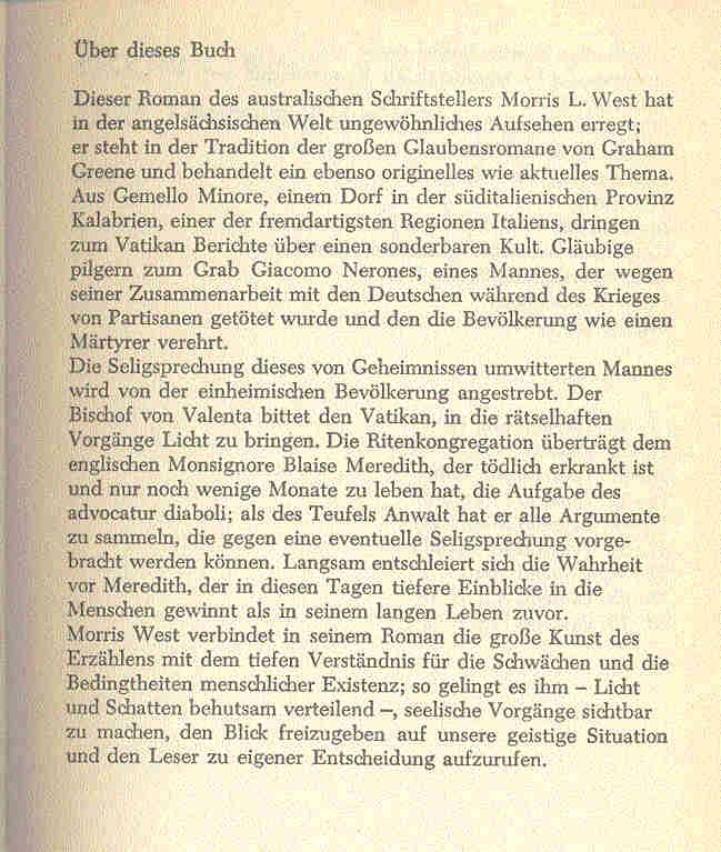 West, Morris L. - Des Teufels Advokat