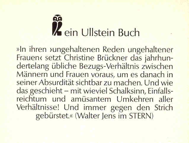 BRÜCKNER, CHRISTINE - Wenn du geredet hättest, Desdemona - Ungehaltene Reden ungehaltener Frauen