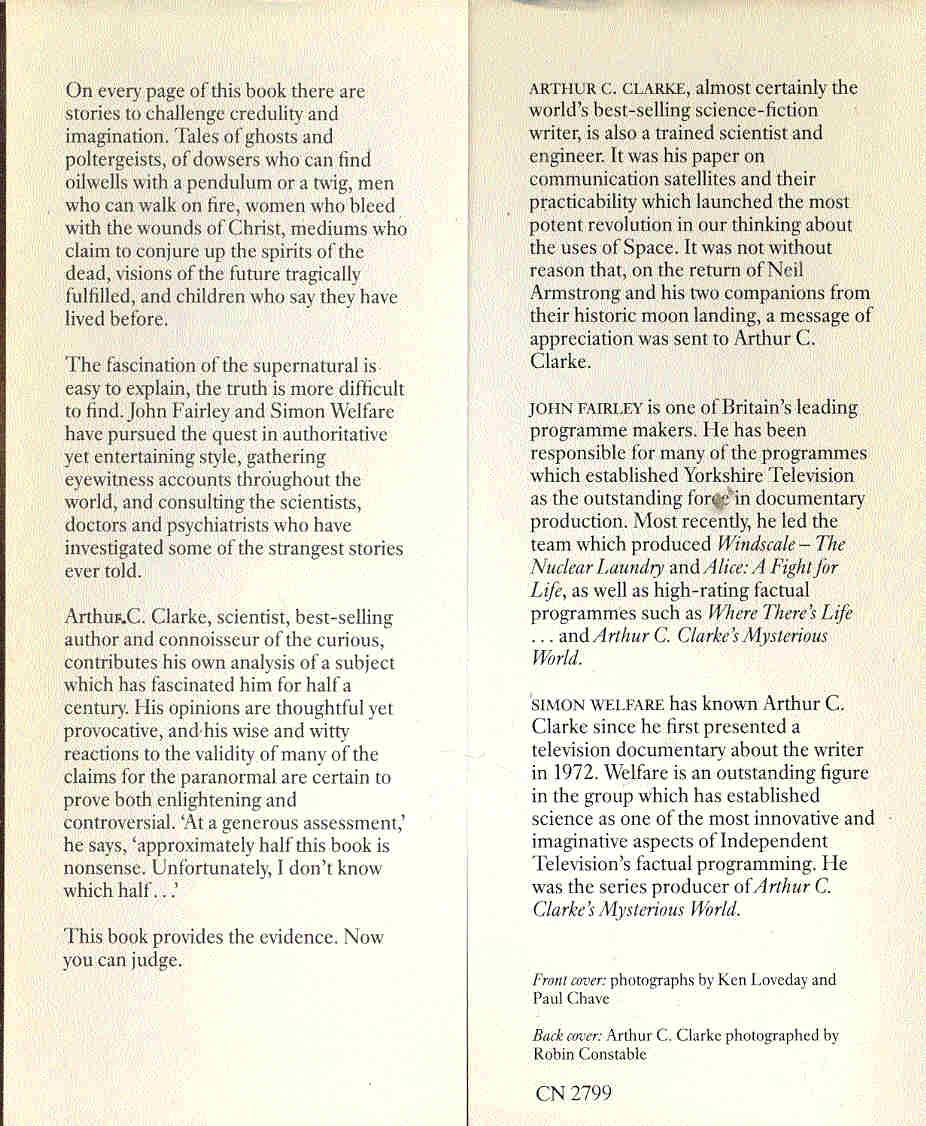 FAIRLEY, JOHN - WELFARE, SIMON - Arthur C. Clarke's World of Strange Powers