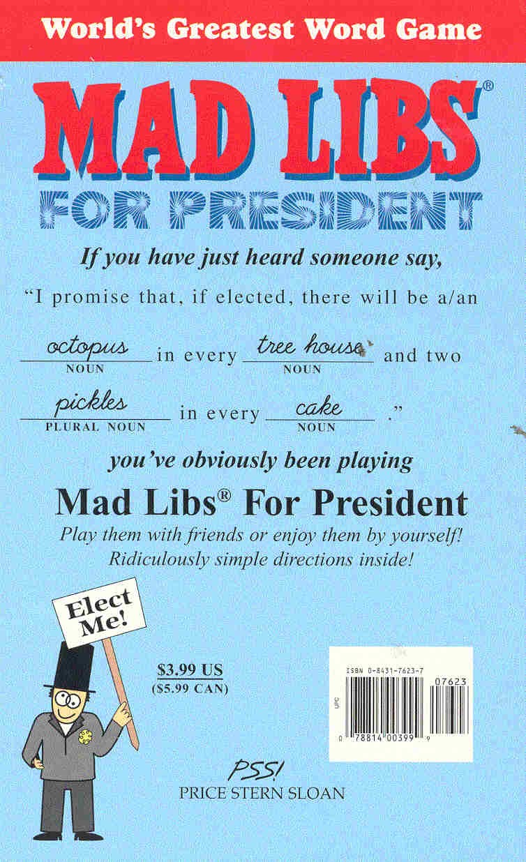 PRICE, ROGER - STERN, LEONARD - Mad Libs for President - World's Greatest Word Game