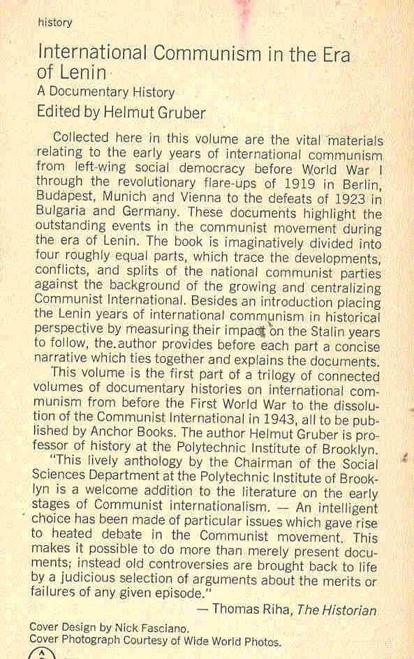 GRUBER, HELMUT - International Communism in the era of Lenin