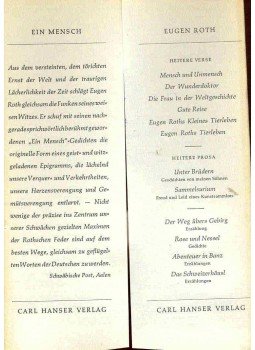 ROTH, EUGEN - Ein Mensch ROTH, EUGEN - Ein Mensch, null 1958 antikvár könyv