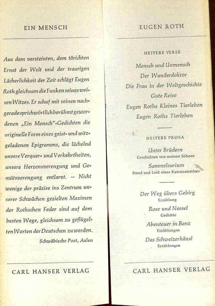ROTH, EUGEN - Ein Mensch