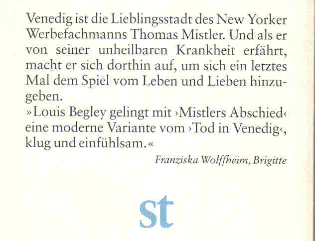Begley, Louis - Mistlers Abschied (Eredeti cím: Mistler's Exit)