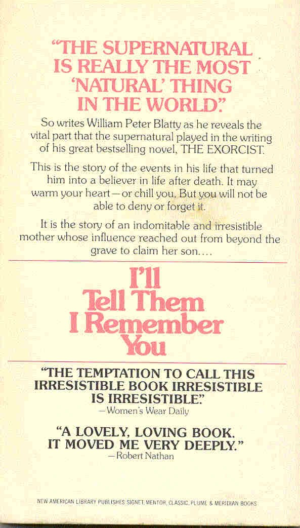 Blatty, William Peter - I'll Tell Them I Remember You