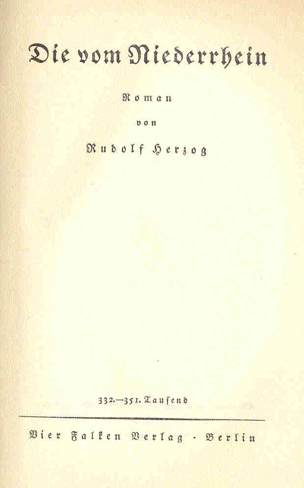 HERZOG, RUDOLF - Die vom Niederrheim