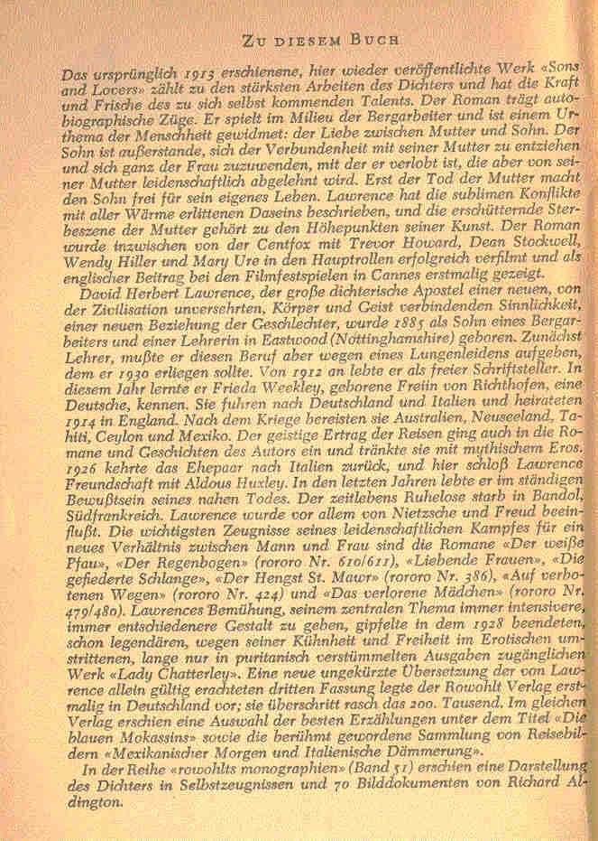 D. H. Lawrence - Söhne und Liebhaber