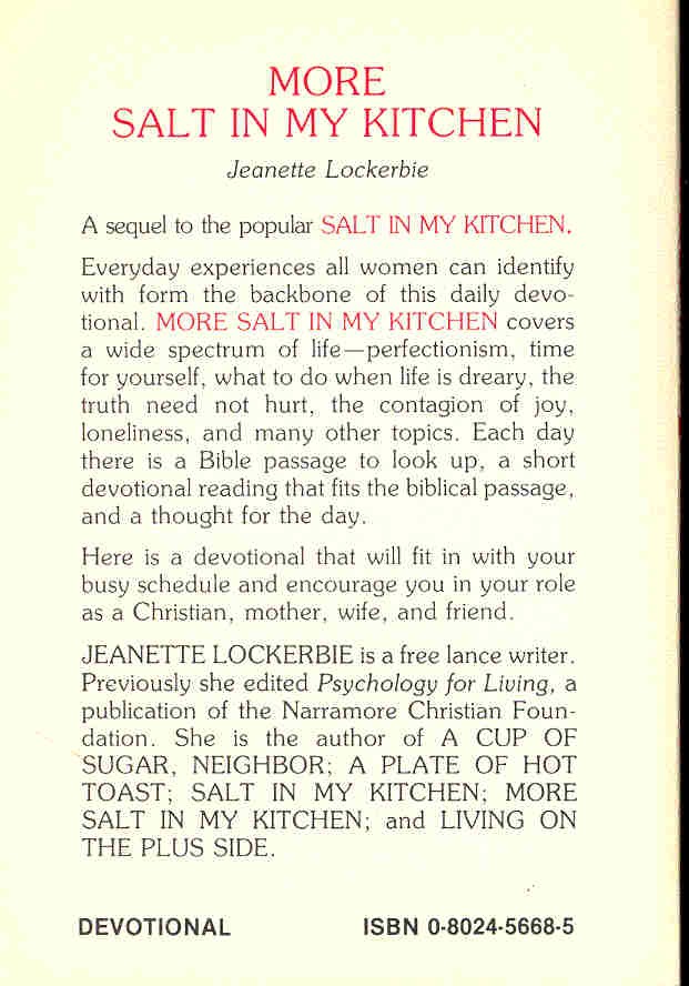 Lockerbie, Jeanette - More salt in My Kitchen