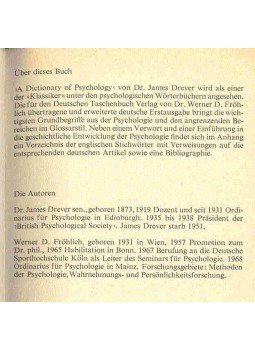 DREVER, JAMES - FRÖHLICH, W. D. - Wörterbuch zur Psychologie, null 1968 antikvár könyv
