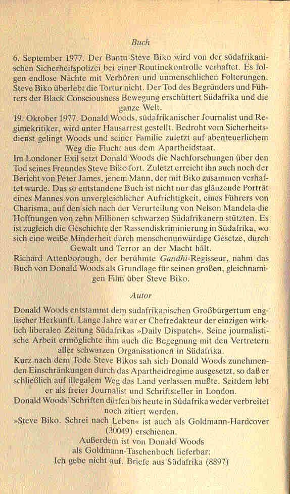 WOODS, DONALD - Steve Biko - Schrei Nach Freiheit