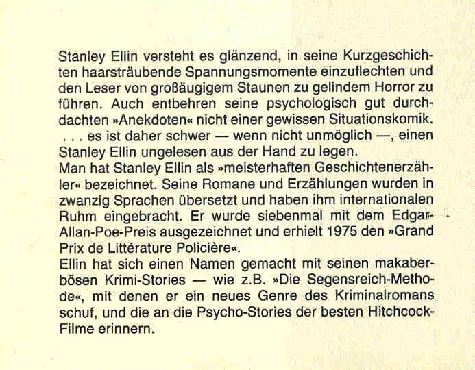 Ellin, Stanley - Spezialitäten des Hauses