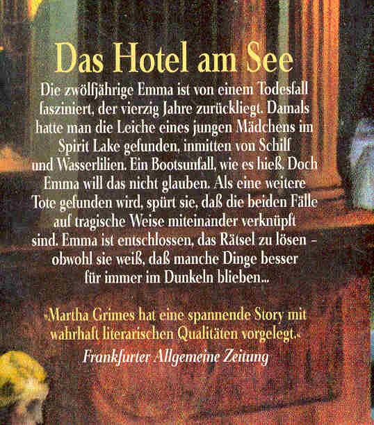 GRIMES, MARTHA - Das Hotel am See (Eredeti cím: Hotel Paradise)