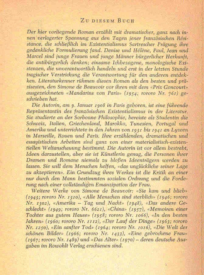 Beauvoir, Simone de - Das Blut der anderen