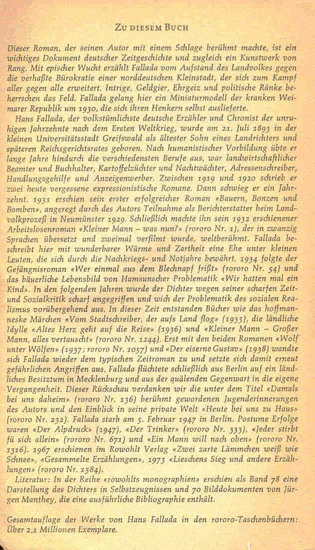 Hans Fallada - Bauern, Bonzen und Bomben
