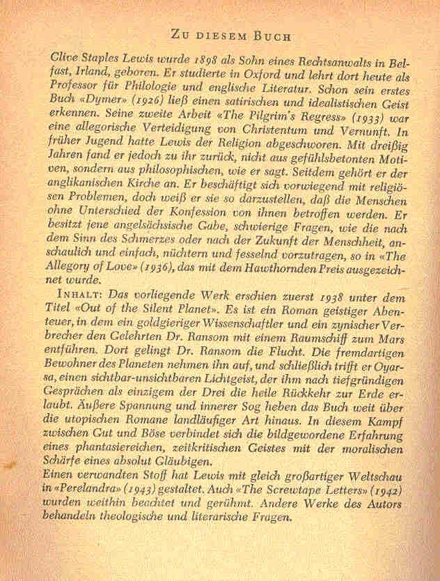C.S. Lewis - Jenseits des schweigenden Sterns