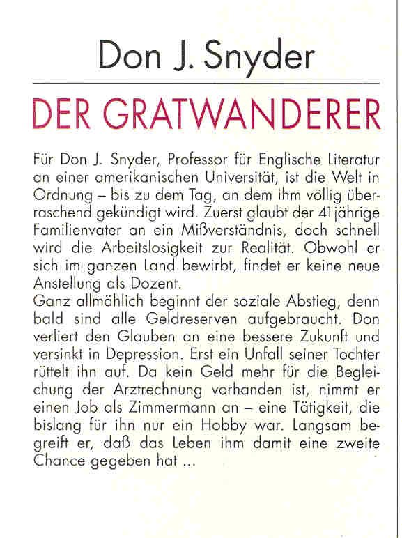 SNYDER, DON J. - Der Gratwanderer (Eredeti cím: The Cliff Walk)