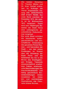 MÜLLER, THEODOR DR. - ZECHEL, ARTUR DR. - Die Geschichte der Stadt Peine Band I.: Von den Anfängen bis zum Ende des Dreißigjährigen Krieges, null 1972 antikvár könyv