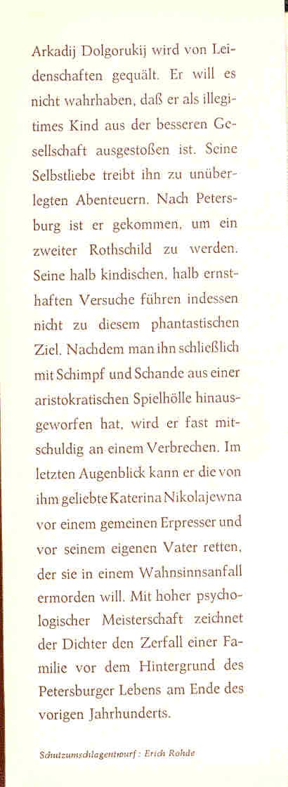 DOSTOJEWSKIJ, FJODOR M. - Der Jüngling