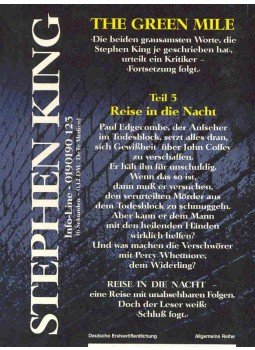 Stephen King - The Green Mile - V.: Reise in die Nacht (Eredeti cím: Night Journey), null 1996 antikvár könyv