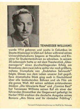 Williams, Tennessee - Endstation Sehnsucht (Eredeti cím: A Streetcar Named Desire), Die Glasmenagerie (Eredeti cím: The Glass Menagerie), null 1954 antikvár könyv