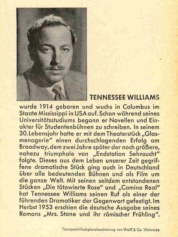 Williams, Tennessee - Endstation Sehnsucht (Eredeti cím: A Streetcar Named Desire), Die Glasmenagerie (Eredeti cím: The Glass Menagerie)