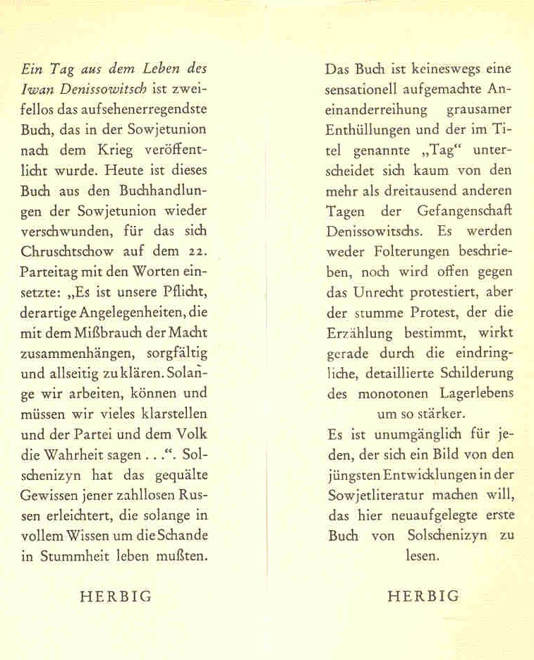 Solschenizyn, Alexander - Ein Tag im Leben des Iwan Denissowitsch