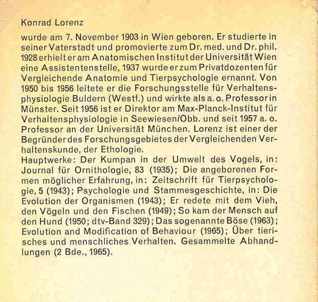 LORENZ, KONDRAD - Er redete mit dem Vieh, den Vögeln und den Fischen