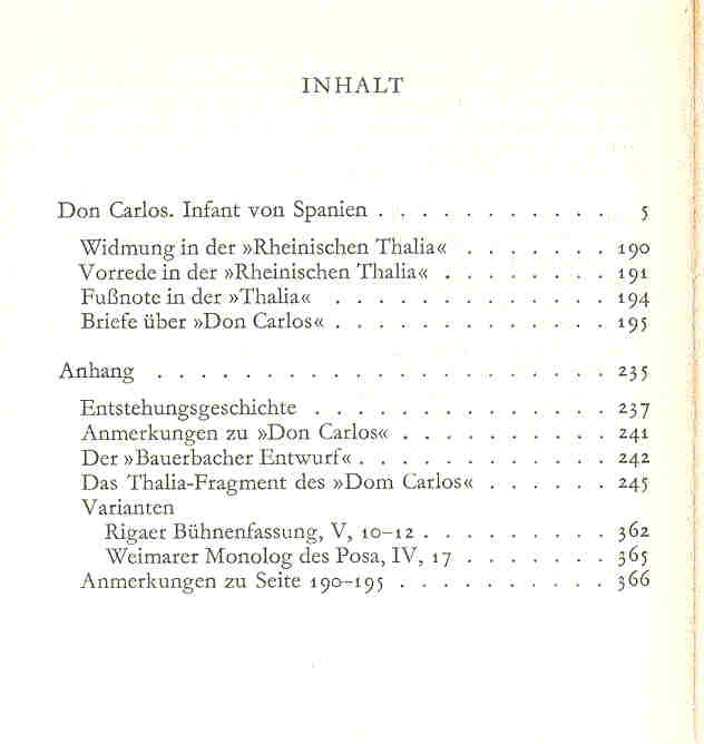 Schiller, Friedrich - Don Carlos, Briefe über Don Carlos, Thalia - Fragment