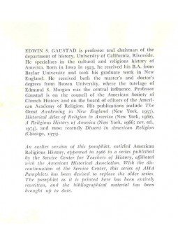 GAUSTAD, EDWIN S. - Religion in America: History and Historiography, null 1973 antikvár könyv
