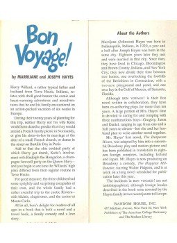 HAYES, MARRIJANE AND JOSEPH - Bon Voyage! HAYES, MARRIJANE AND JOSEPH - Bon Voyage!, null 1957 antikvár könyv