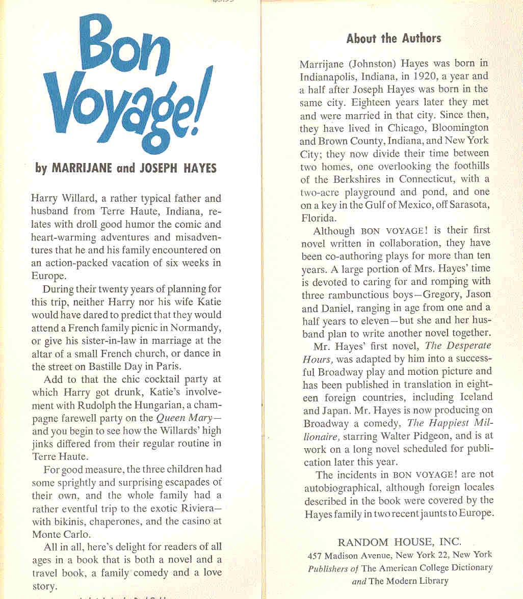 HAYES, MARRIJANE AND JOSEPH - Bon Voyage!