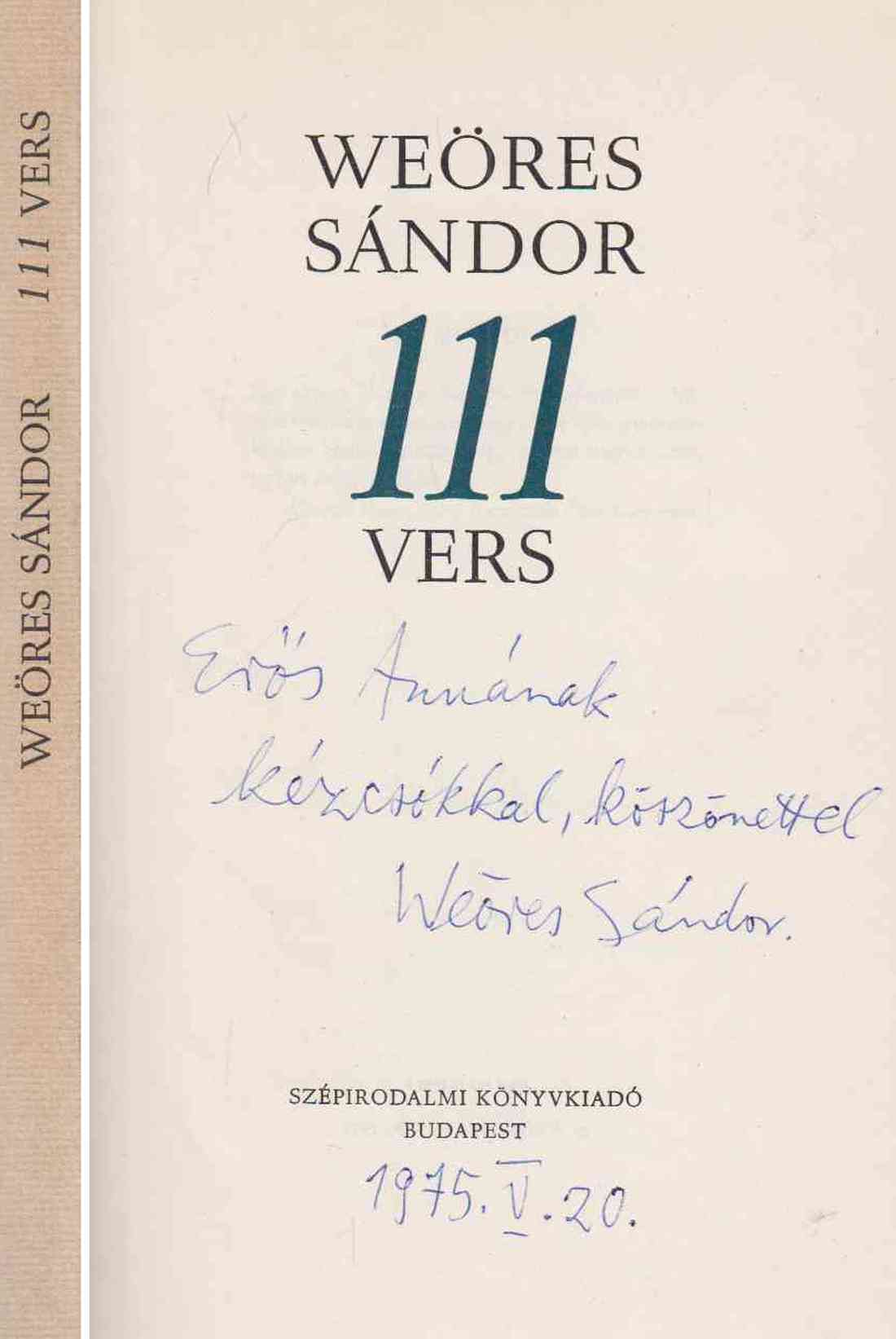 Weöres Sándor - 111 vers (dedikált)