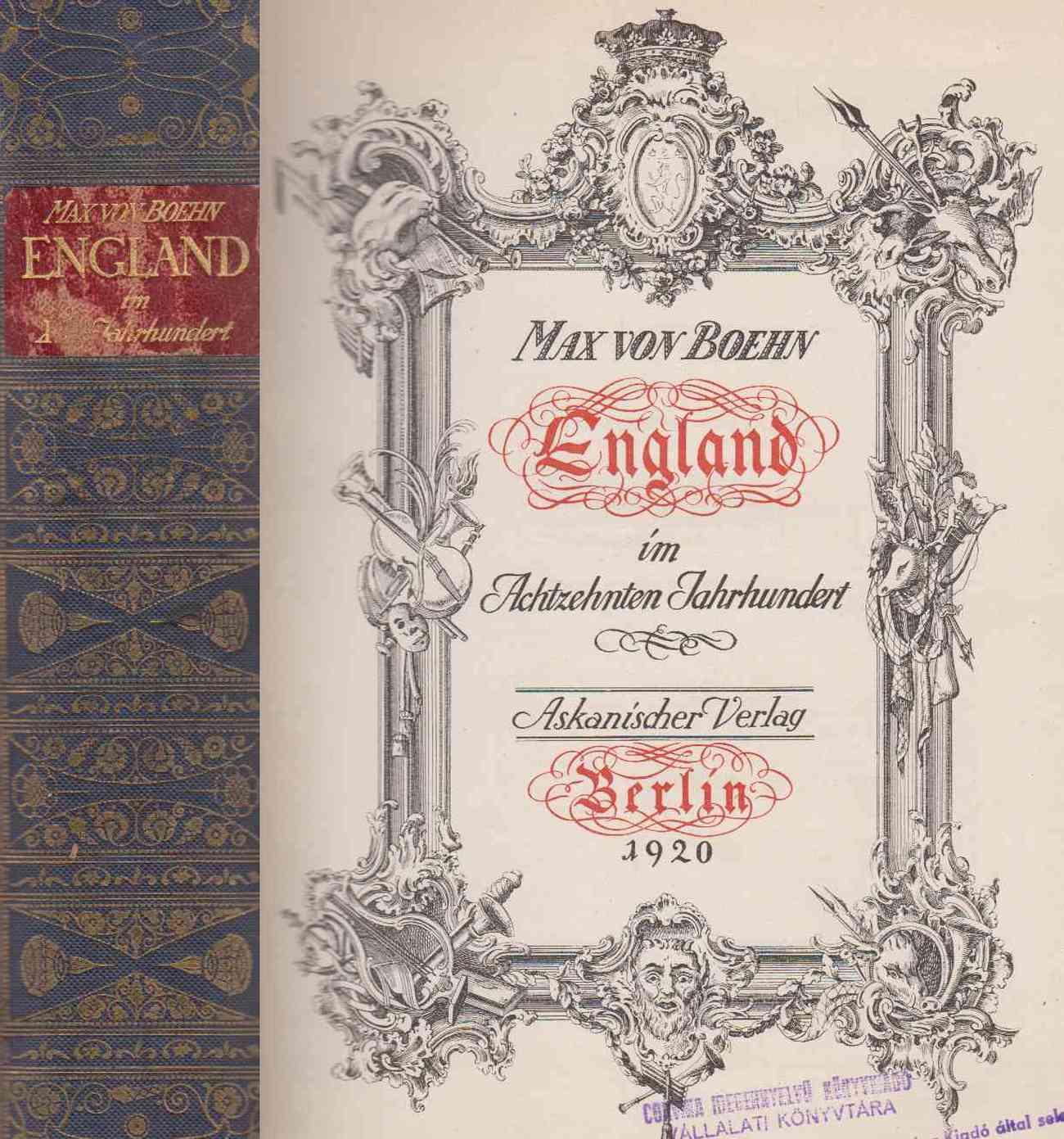 Boehn, Max von - England im Achtzehnten Jahrhundert